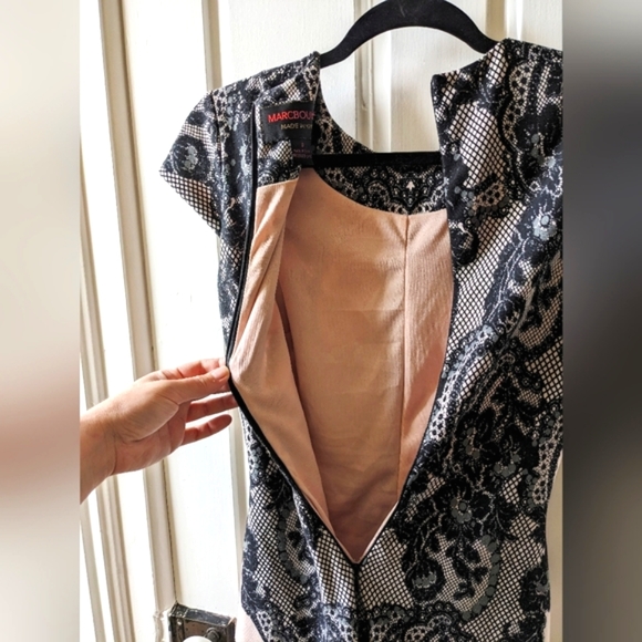 ANTHROPOLOGIE Marc Bower black lace pattern over blush size xs - Picture 4 of 6